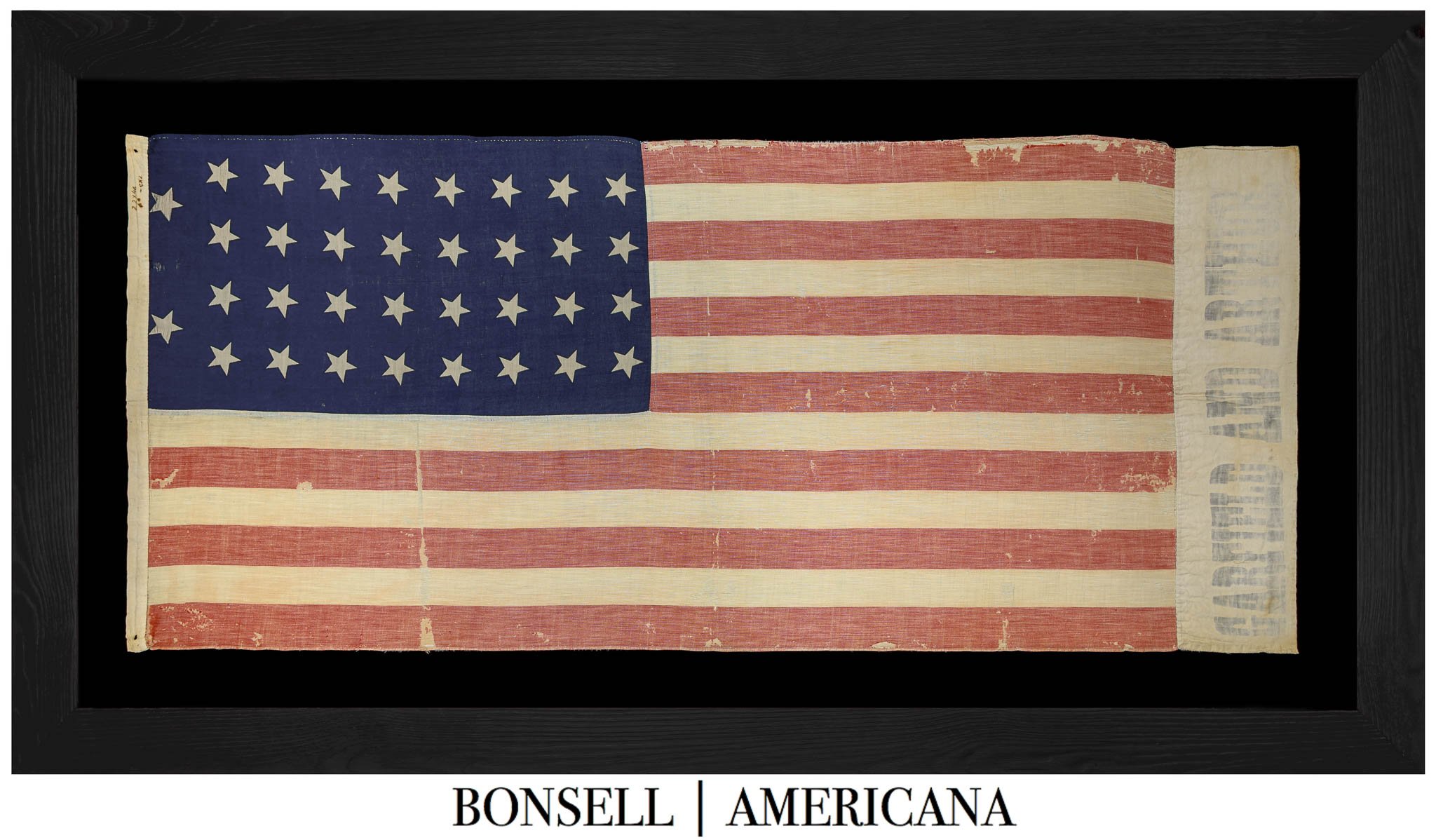 36 Star Antique Flag with a Rare Medallion Defining a Grand
